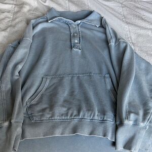 Aerie Women's Blue Button-Collar Sweatshirt